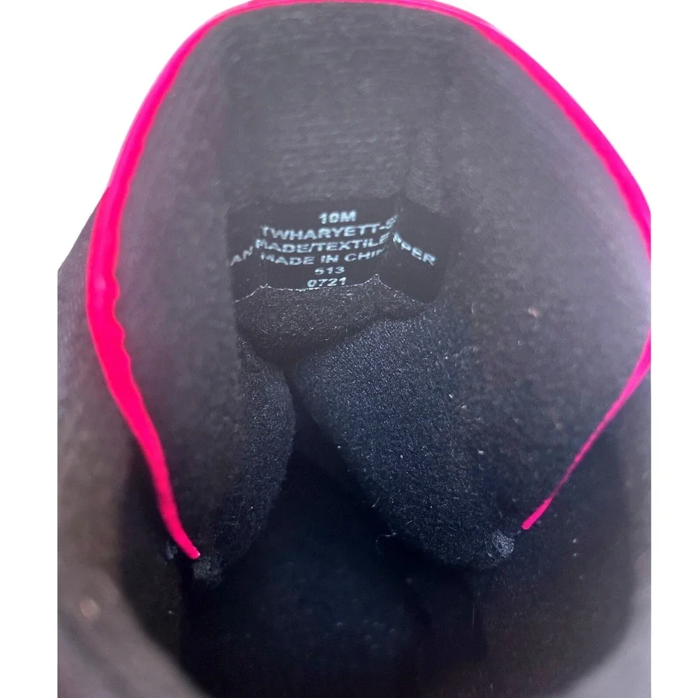 Tommy Hilfiger Haryett Duck Boots Black‎ Hot Pink Waterproof Rain Ankle Size 10M